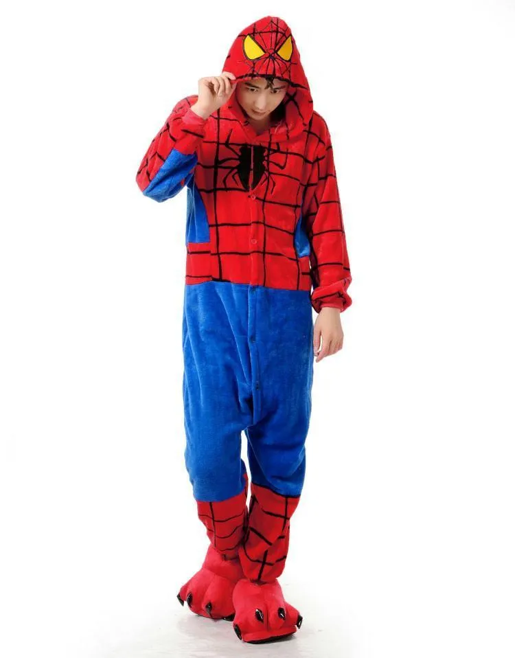 Spiderman Kigurumi Onesies Hoodie Pajamas Costume for Adult