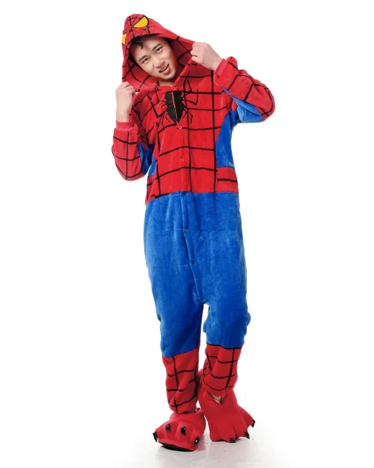 Spiderman Kigurumi Onesies Hoodie Pajamas Costume for Adult