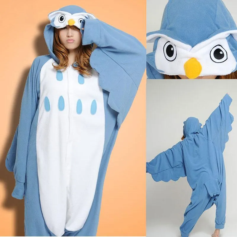 Steelblue Owl Onesies Hoodie Unisex Costume Kigurumi Pajamas