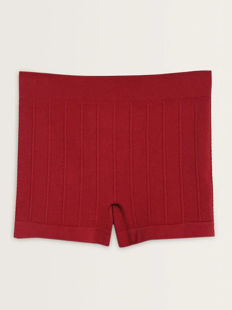 Superstar Red Ribbed Textured Short Brief