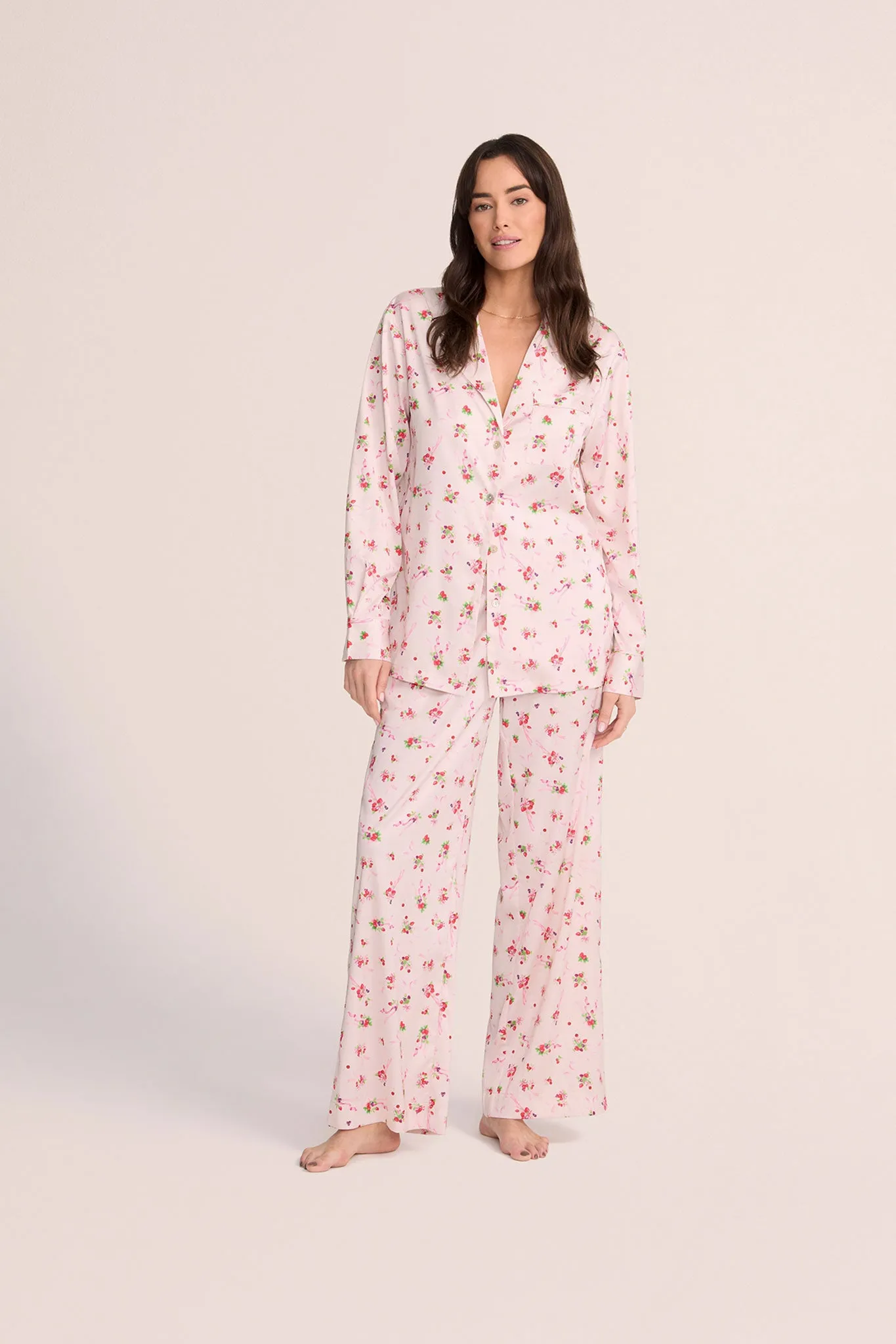 Sweet Berry & Bows Womens Lounge Pyjama  - Blush