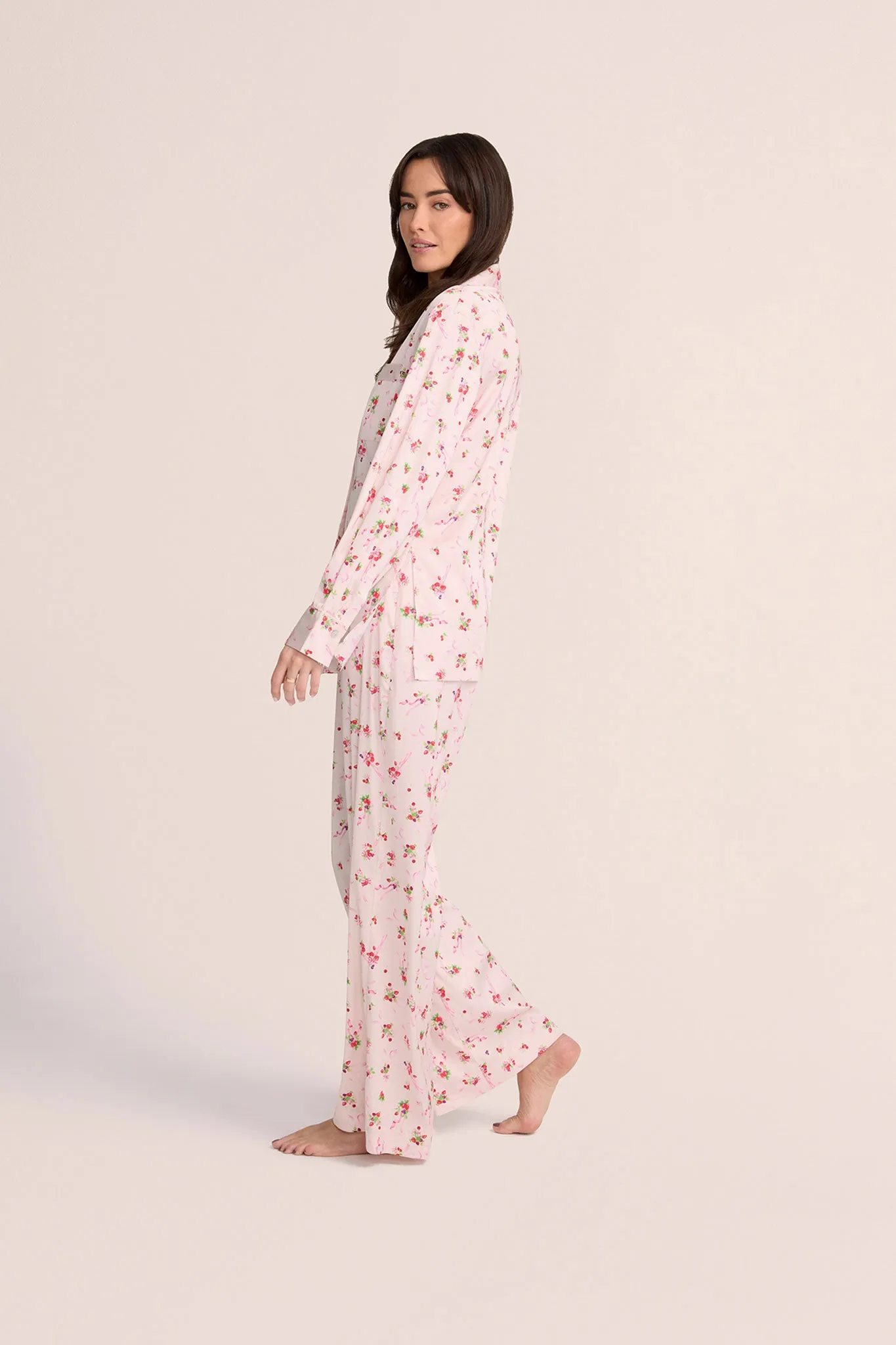 Sweet Berry & Bows Womens Lounge Pyjama  - Blush