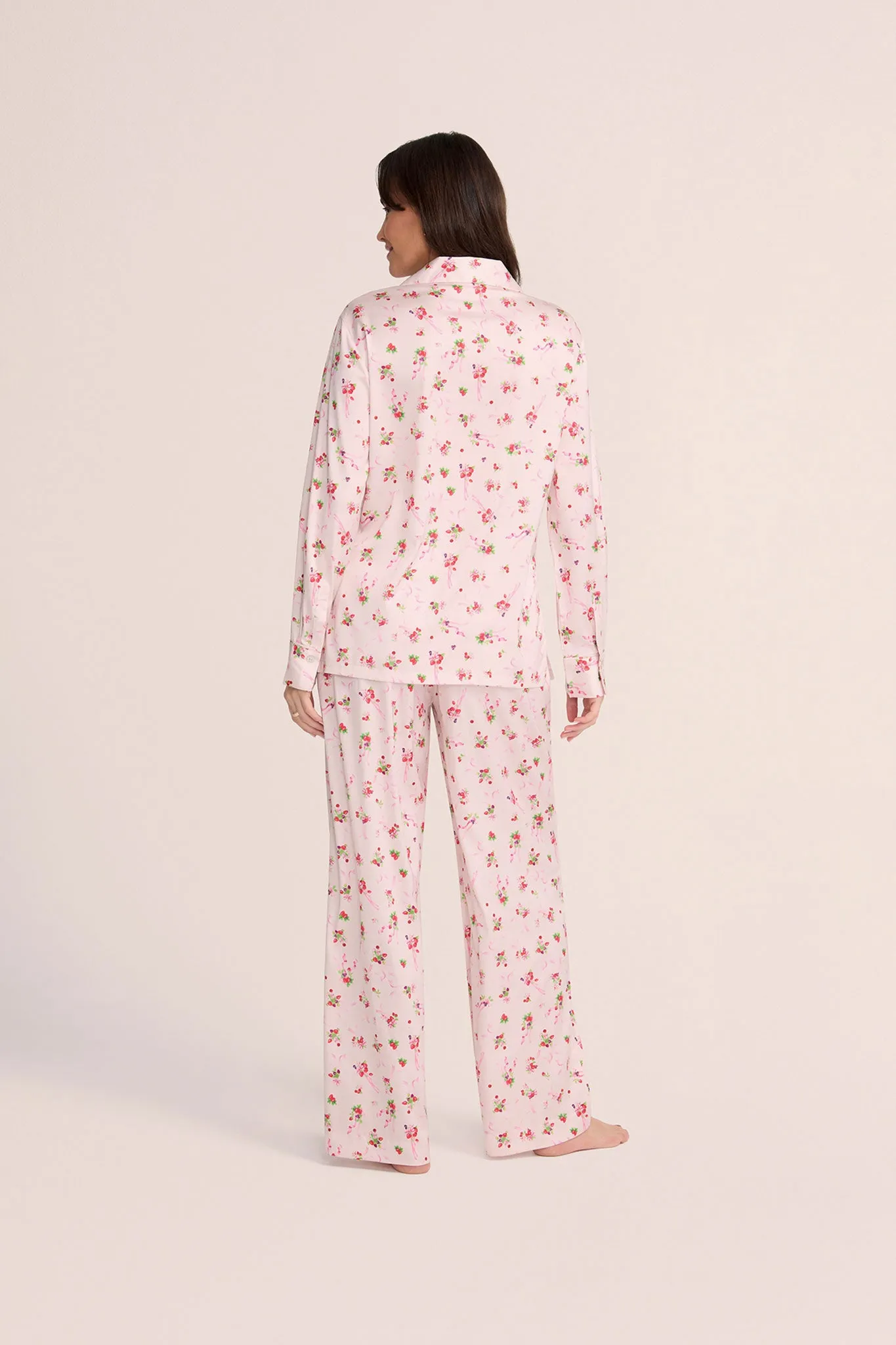 Sweet Berry & Bows Womens Lounge Pyjama  - Blush