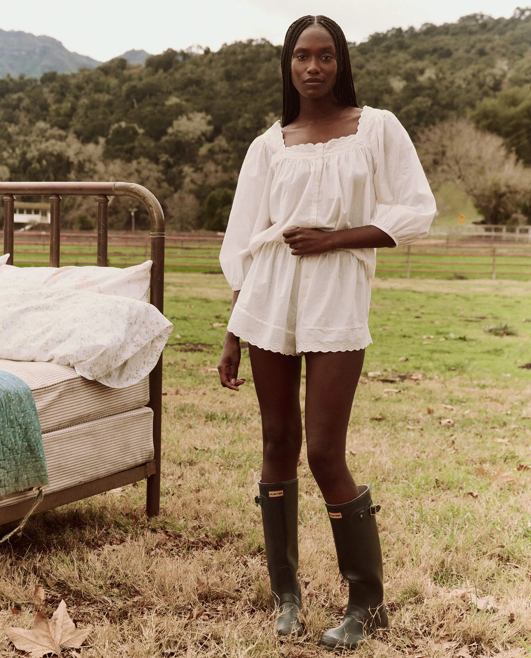 The Eyelet Button Sleep Top. -- True White