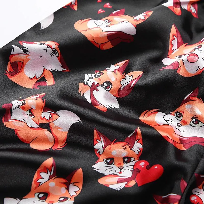 Two Piece Fox Pattern Pajamas Set