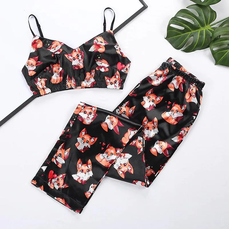 Two Piece Fox Pattern Pajamas Set