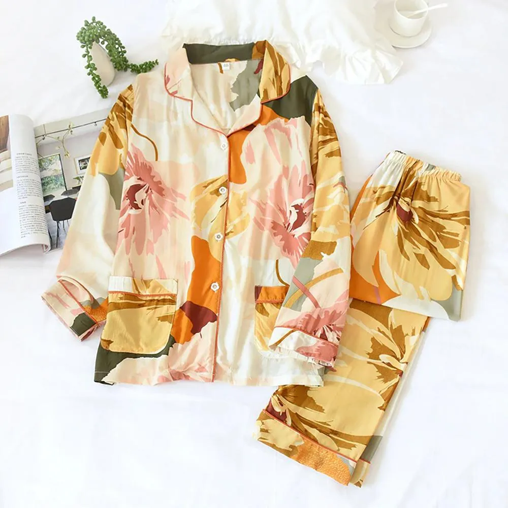 Two-Piece Long Sleeve Classy Pajamas Set