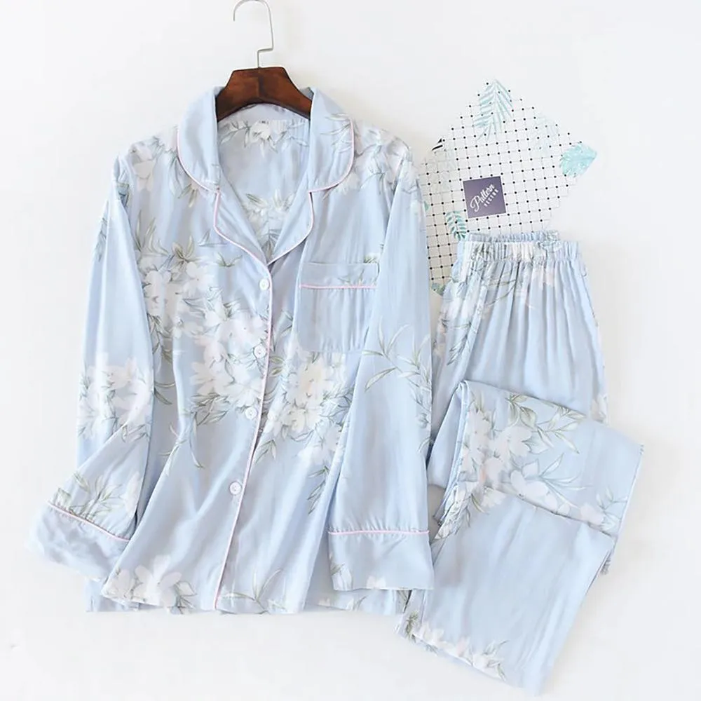 Two-Piece Long Sleeve Classy Pajamas Set