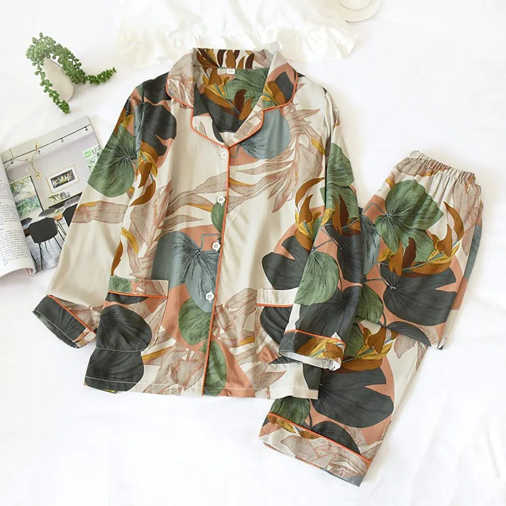 Two-Piece Long Sleeve Classy Pajamas Set