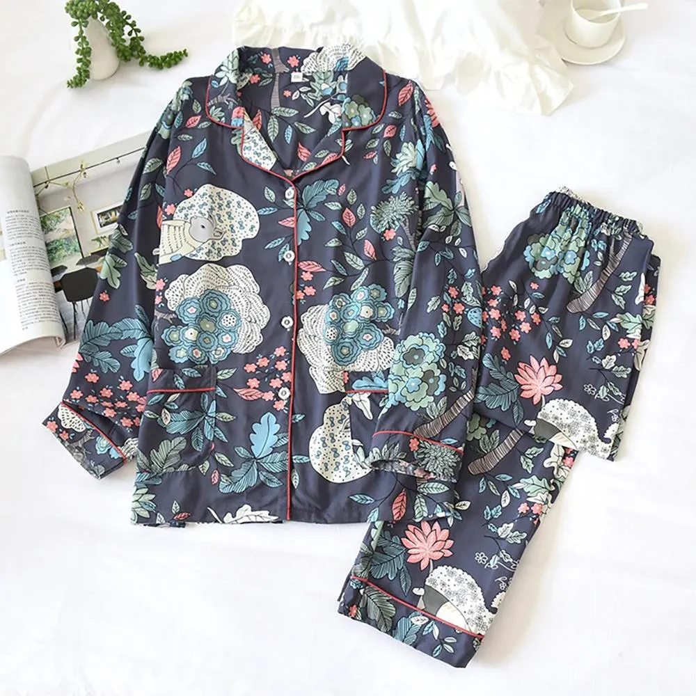 Two-Piece Long Sleeve Classy Pajamas Set