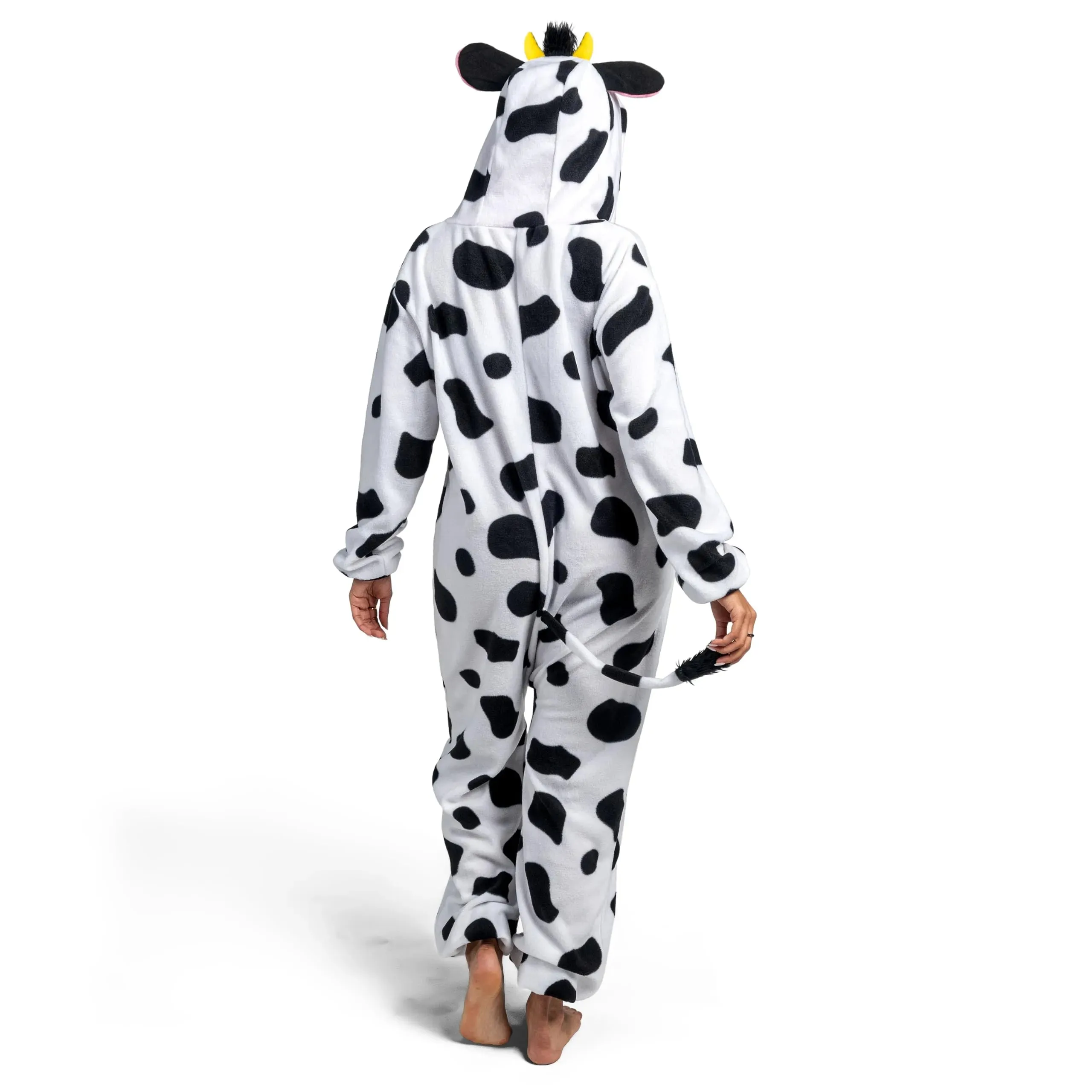 Unisex Adult Cow Pajama Plush Costume with Hat Tail