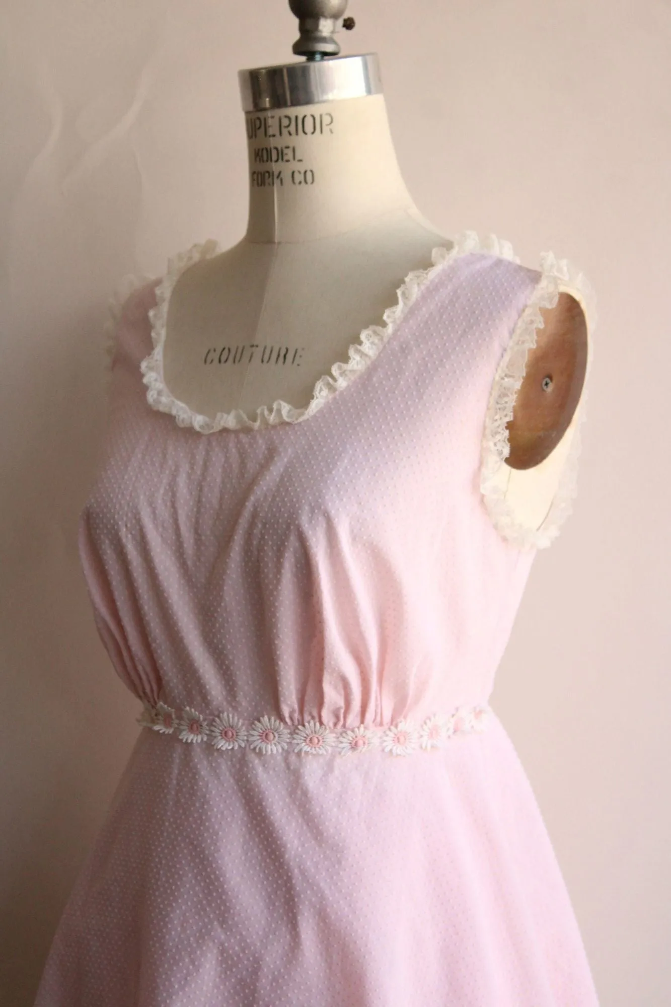 Vintage 1960s Pink Daisy Babydoll Pajamas