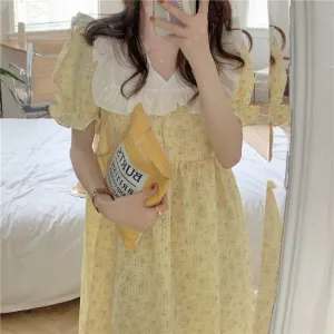 Wenkouban Ruffles V-Neck Summer Pajamas Set Women Short Sleeve Sweet Blouse   Shorts Suit Cotton Sleepwear Flowers Plaid Homewear