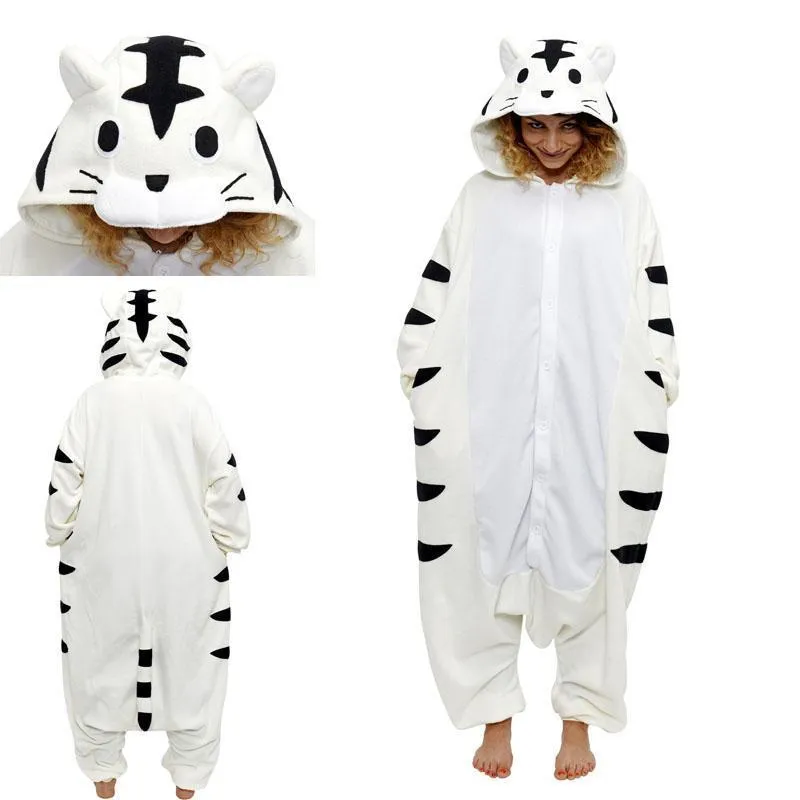 White Tiger Pajamas Kigurumi Onesies Hoodie Animal Costume