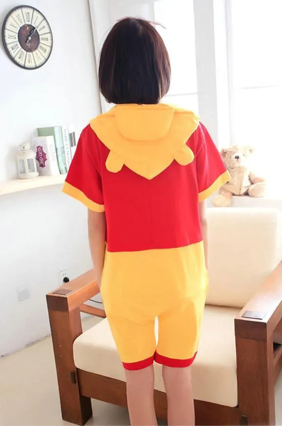 Winnie the Pooh Pajamas Onesie Hoodie Kigurumi Short Sleeve