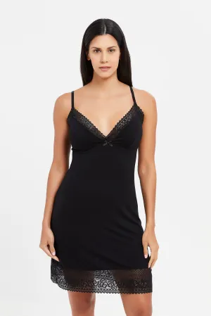 Women Black Lace Chemise