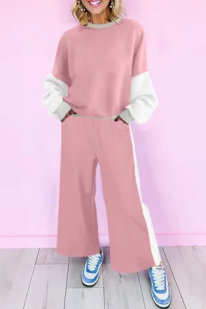 Women's 2 Piece Outfits Sweatsuit Casual Long Sleeve Pullover Tops Matching Wide Leg Pants Tracksuit Sweat