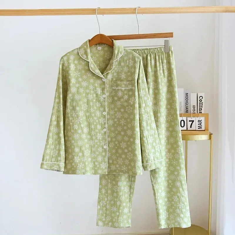 Women's Spring and Autumn Printed Long-sleeved Pajamas Set