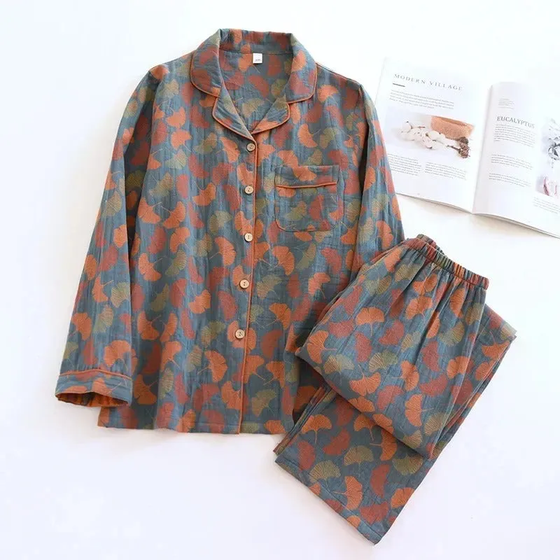 Women's Spring and Autumn Printed Long-sleeved Pajamas Set