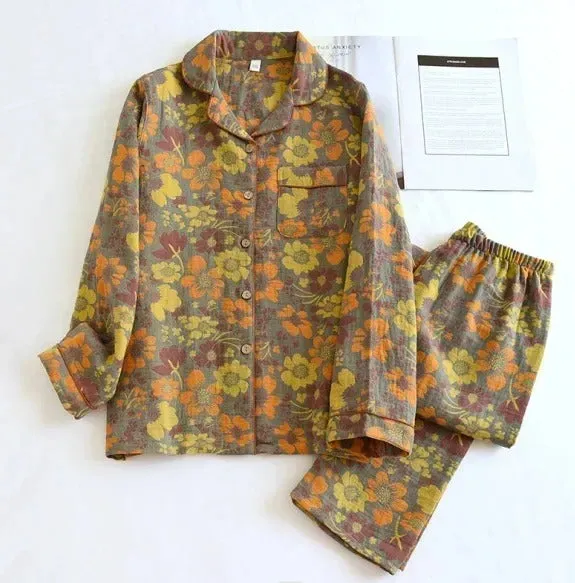 Women's Spring and Autumn Printed Long-sleeved Pajamas Set