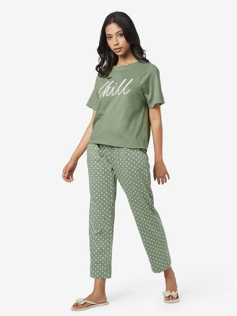 Wunderlove Olive Printed Pyjamas