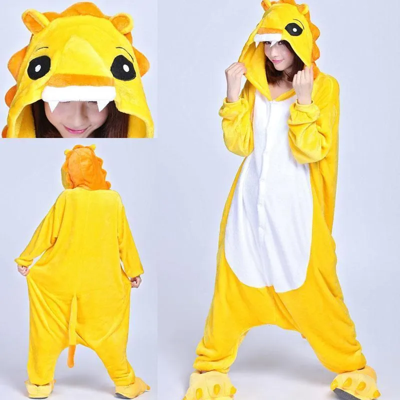 Yellow Lion Onesies Hoodie Pajamas Animal Costume Kigurumi