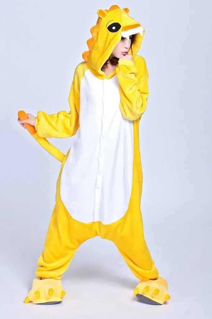 Yellow Lion Onesies Hoodie Pajamas Animal Costume Kigurumi