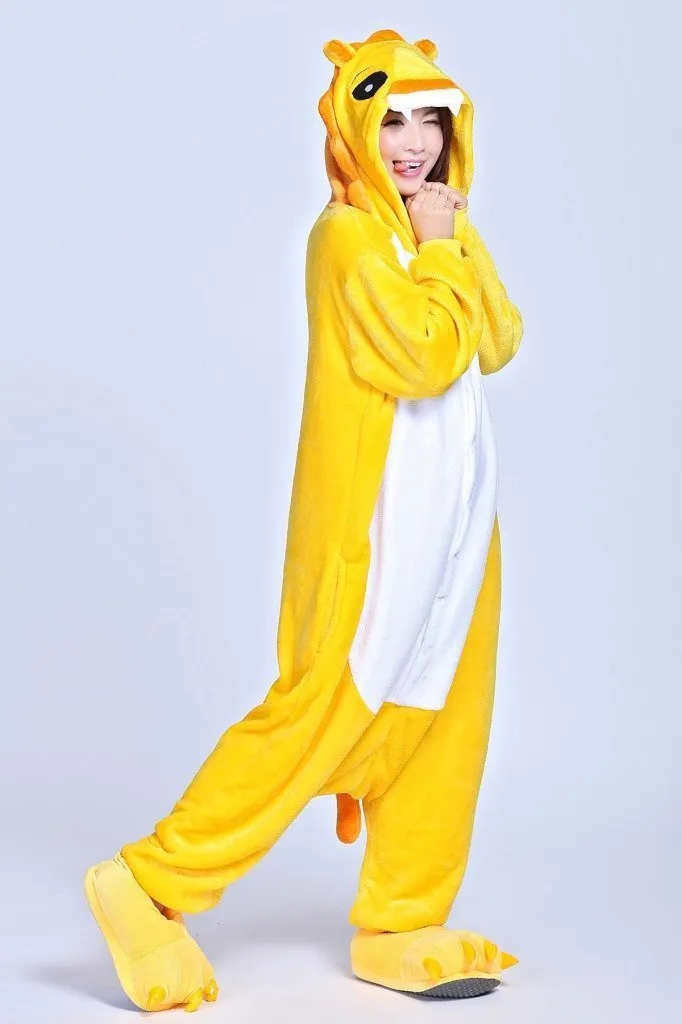 Yellow Lion Onesies Hoodie Pajamas Animal Costume Kigurumi