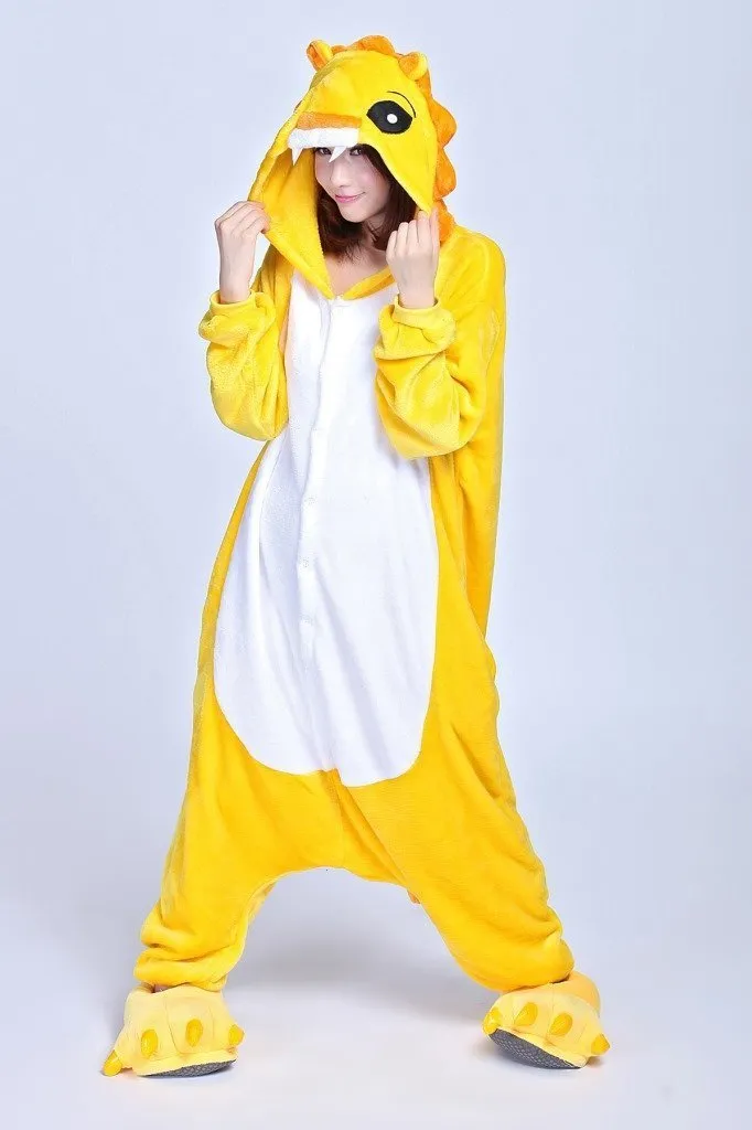 Yellow Lion Onesies Hoodie Pajamas Animal Costume Kigurumi