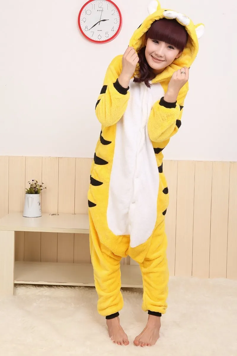 Yellow Tiger Pajamas Onesies Animal Kigurumi Hoodie Costume