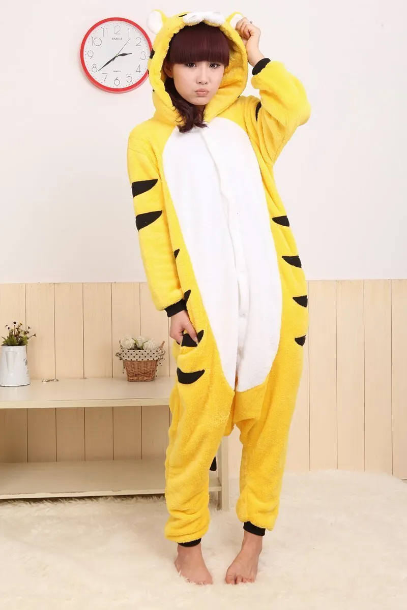 Yellow Tiger Pajamas Onesies Animal Kigurumi Hoodie Costume