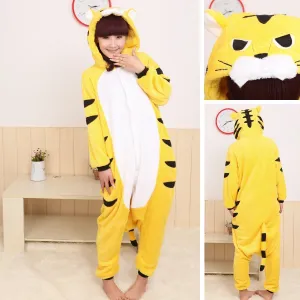 Yellow Tiger Pajamas Onesies Animal Kigurumi Hoodie Costume