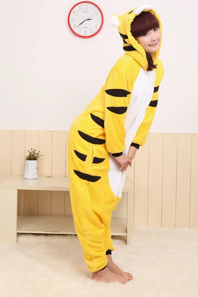 Yellow Tiger Pajamas Onesies Animal Kigurumi Hoodie Costume