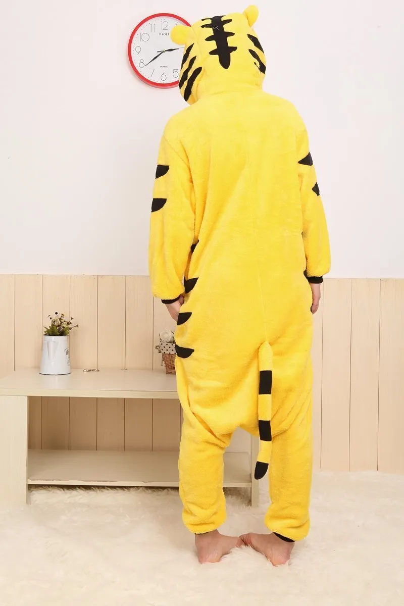 Yellow Tiger Pajamas Onesies Animal Kigurumi Hoodie Costume