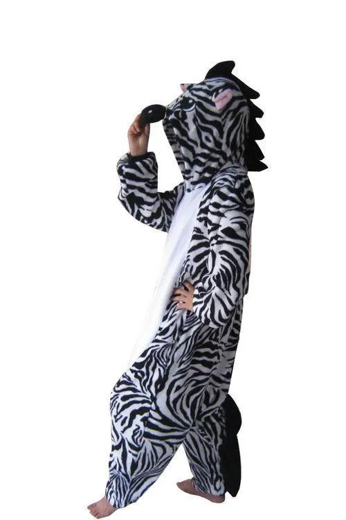 Zebra Fleece Pajamas Onesies Hoodie Animal Kigurumi Costume