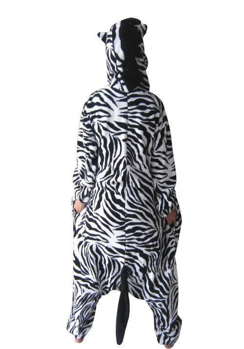 Zebra Fleece Pajamas Onesies Hoodie Animal Kigurumi Costume